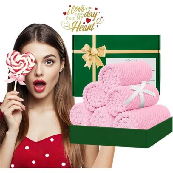 Cotton Washcloth Set Soft Quick Dry Face Towels Baby Pink Bathroom Gift 6pc - Picture 6 of 7